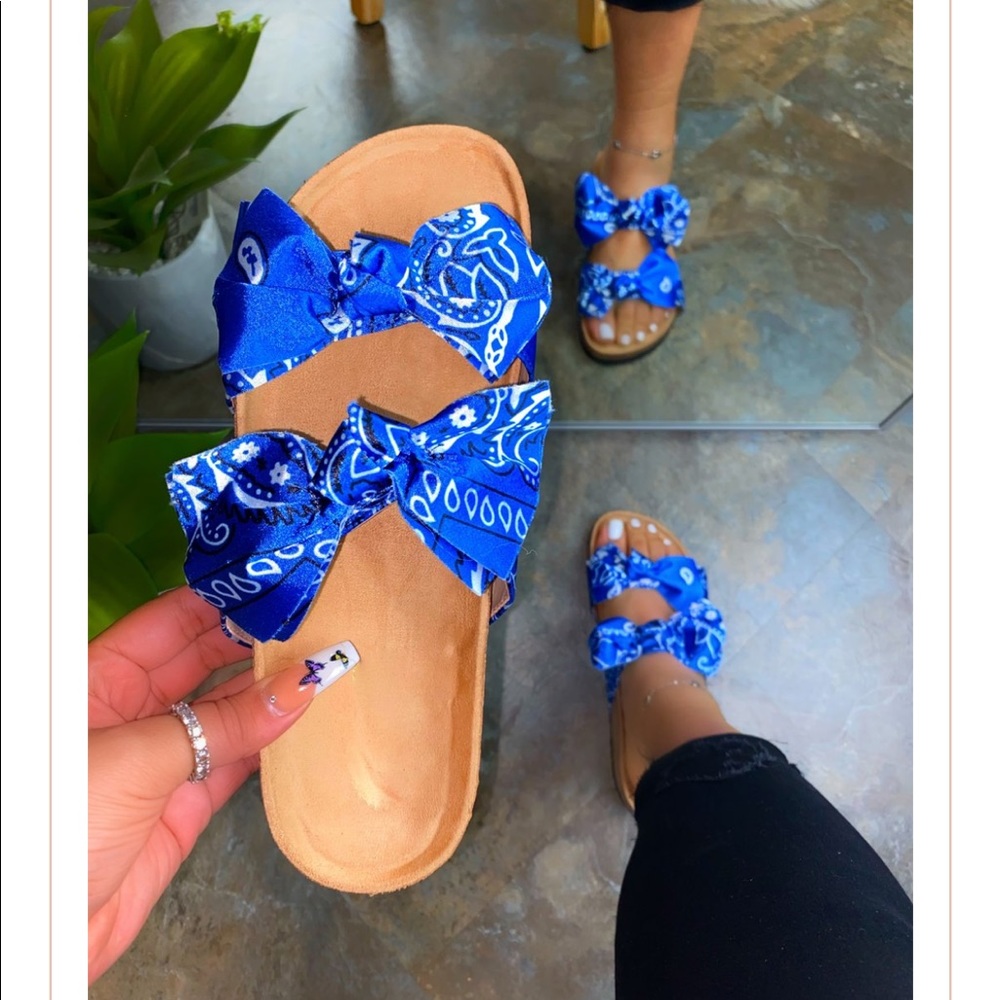 Sofia Sandals - blue bandana